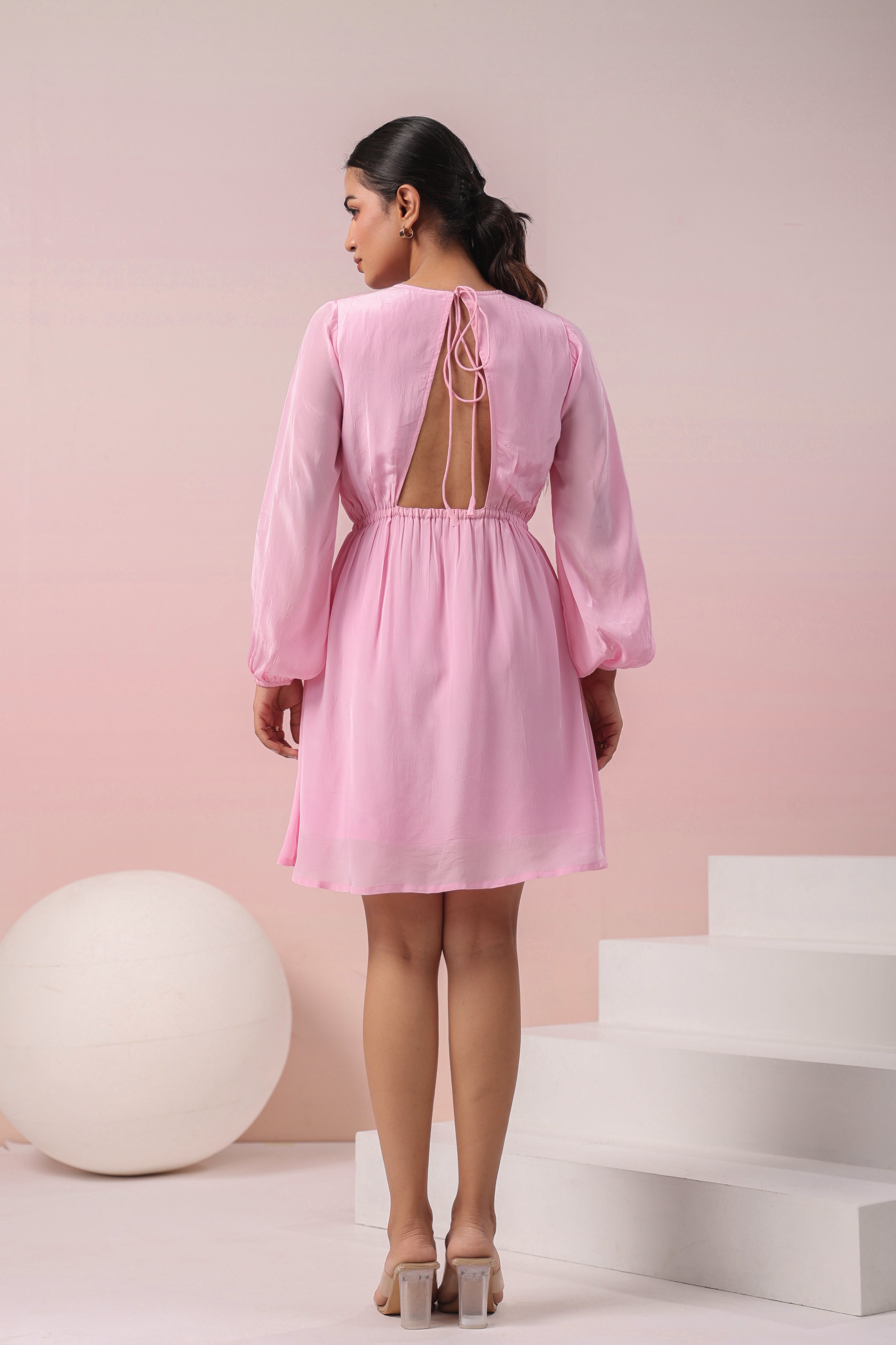 CANDY PINK BACKLESS SHORT DRESS