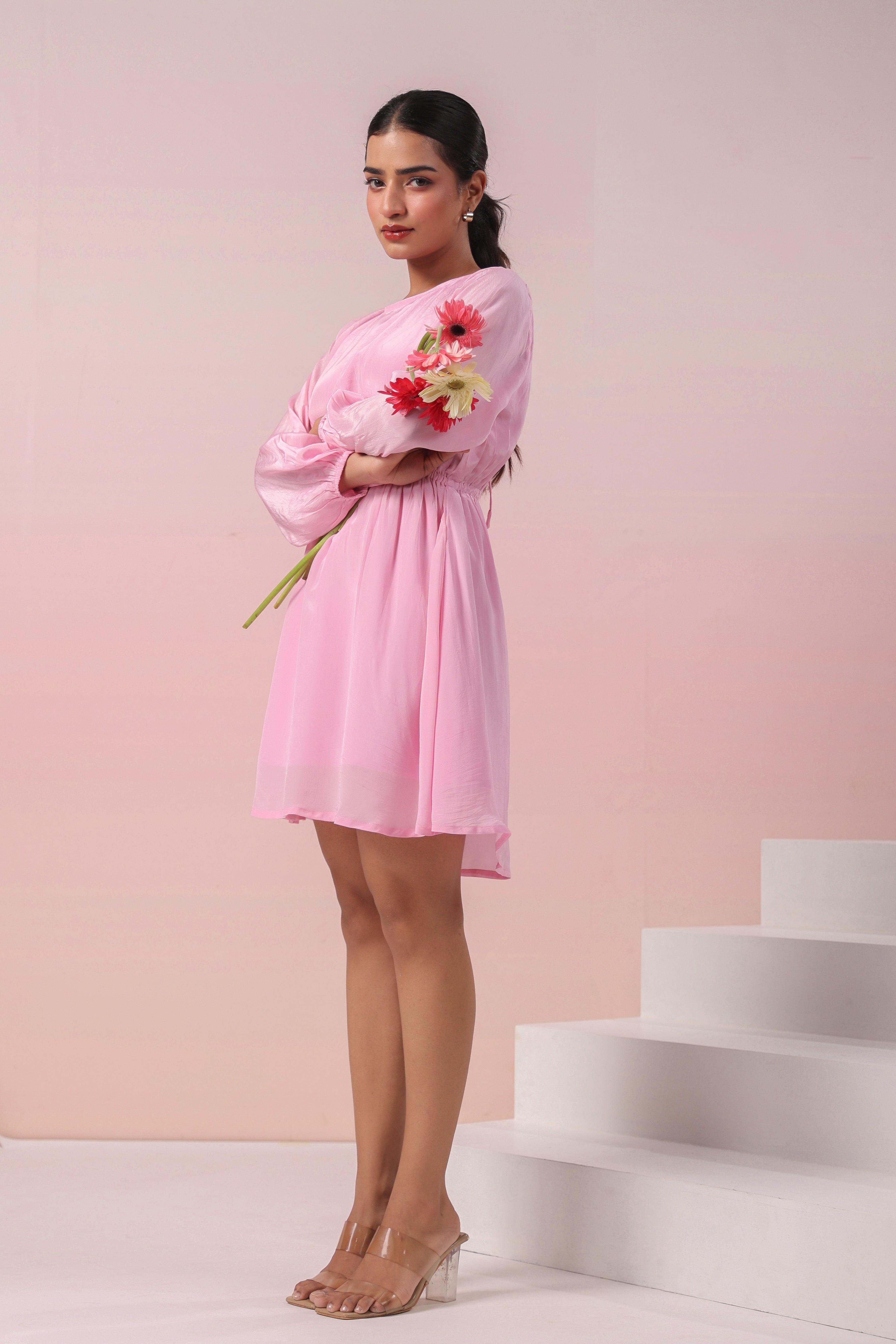 CANDY PINK BACKLESS SHORT DRESS