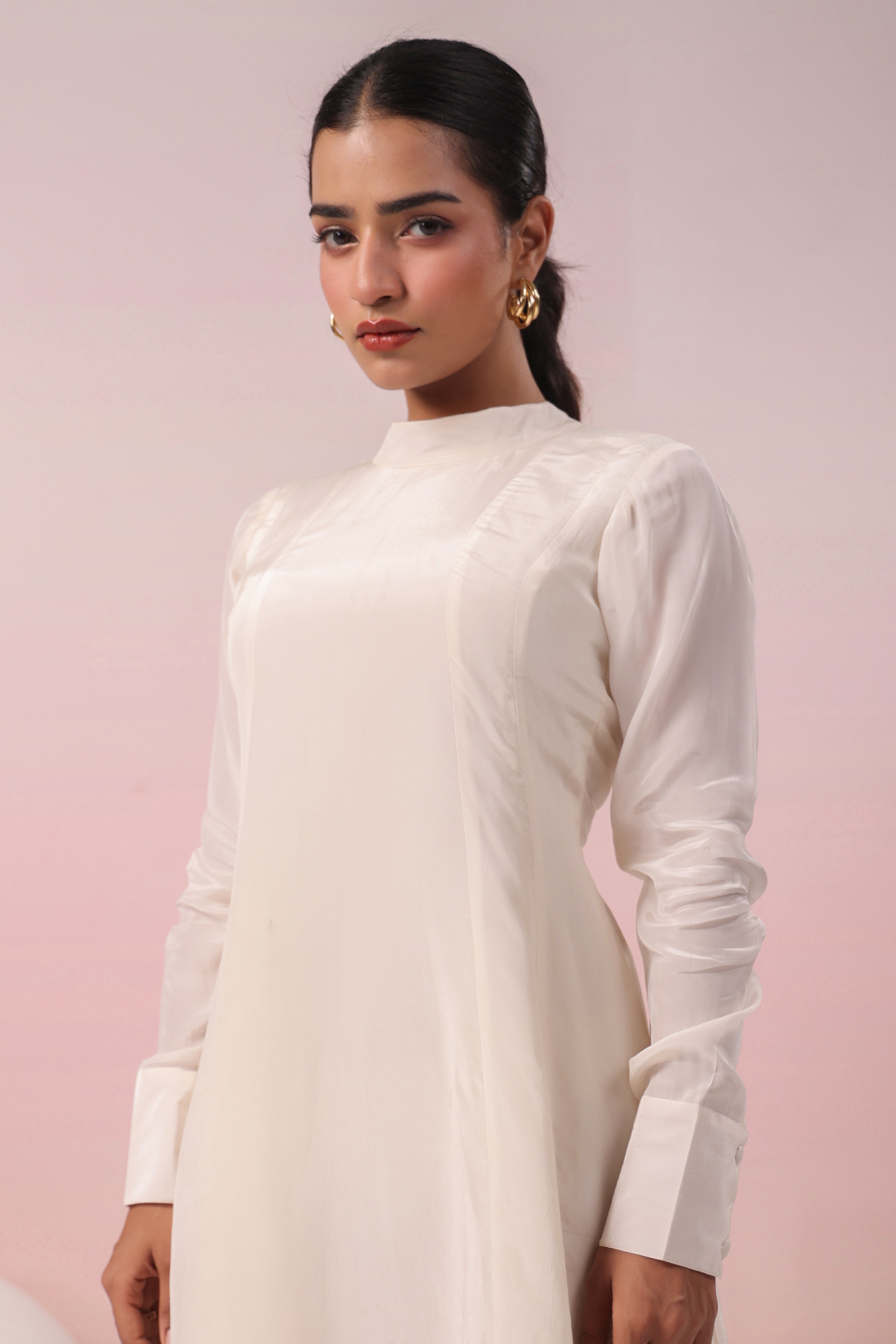 IVORY TURTLE NECK SHORT DRESS