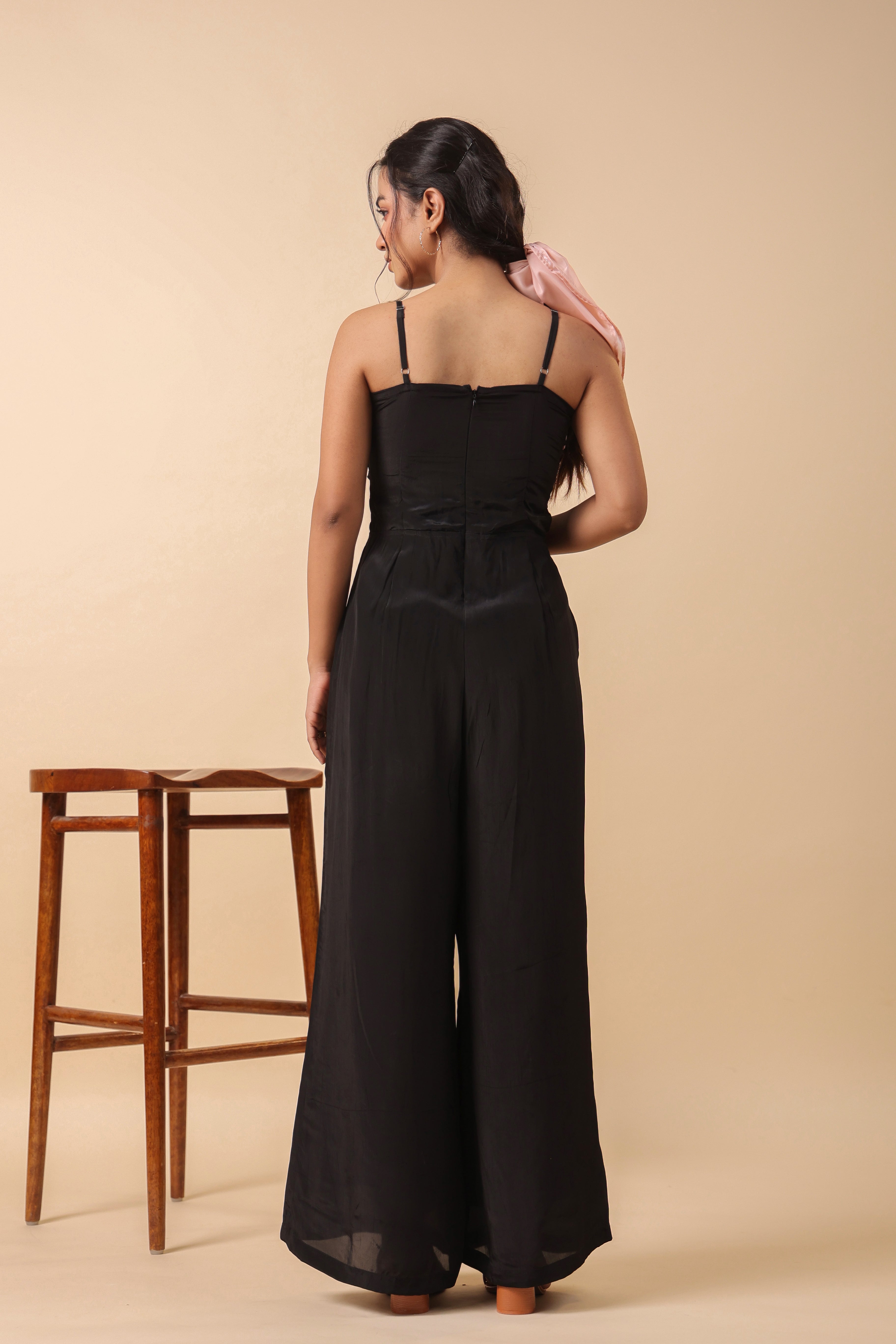 BLACK PLEATED JUMPSUIT