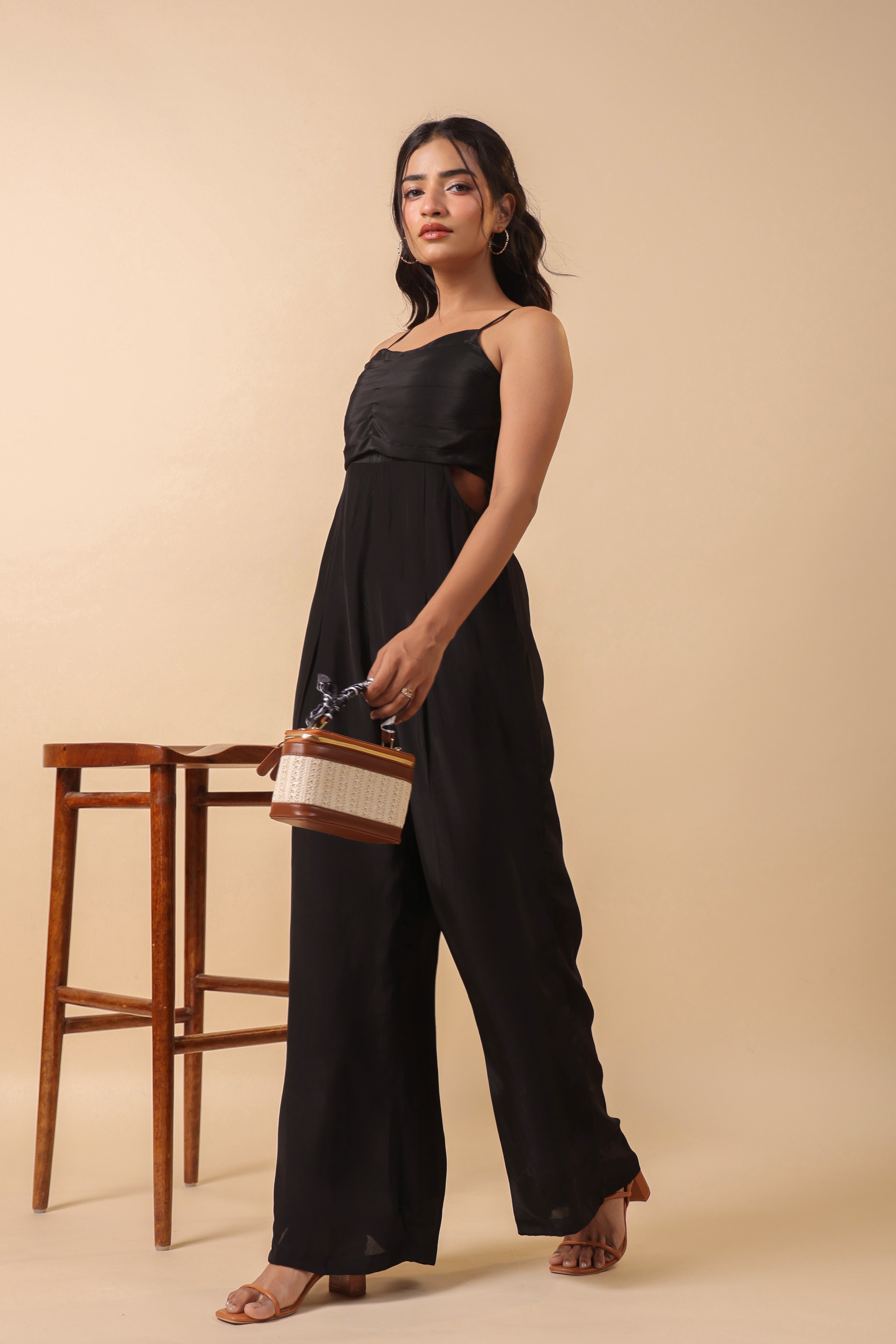 BLACK PLEATED JUMPSUIT