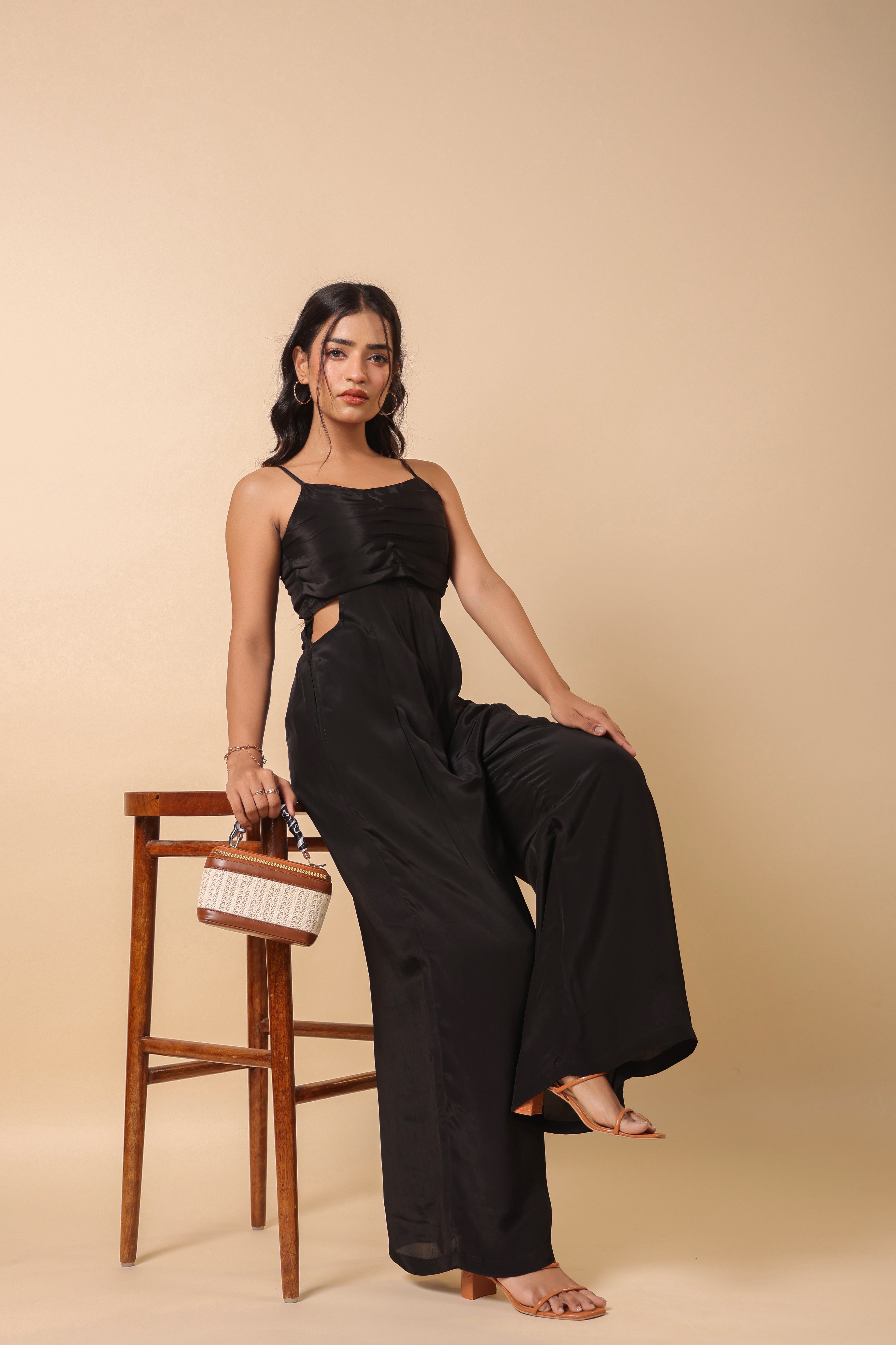 BLACK PLEATED JUMPSUIT