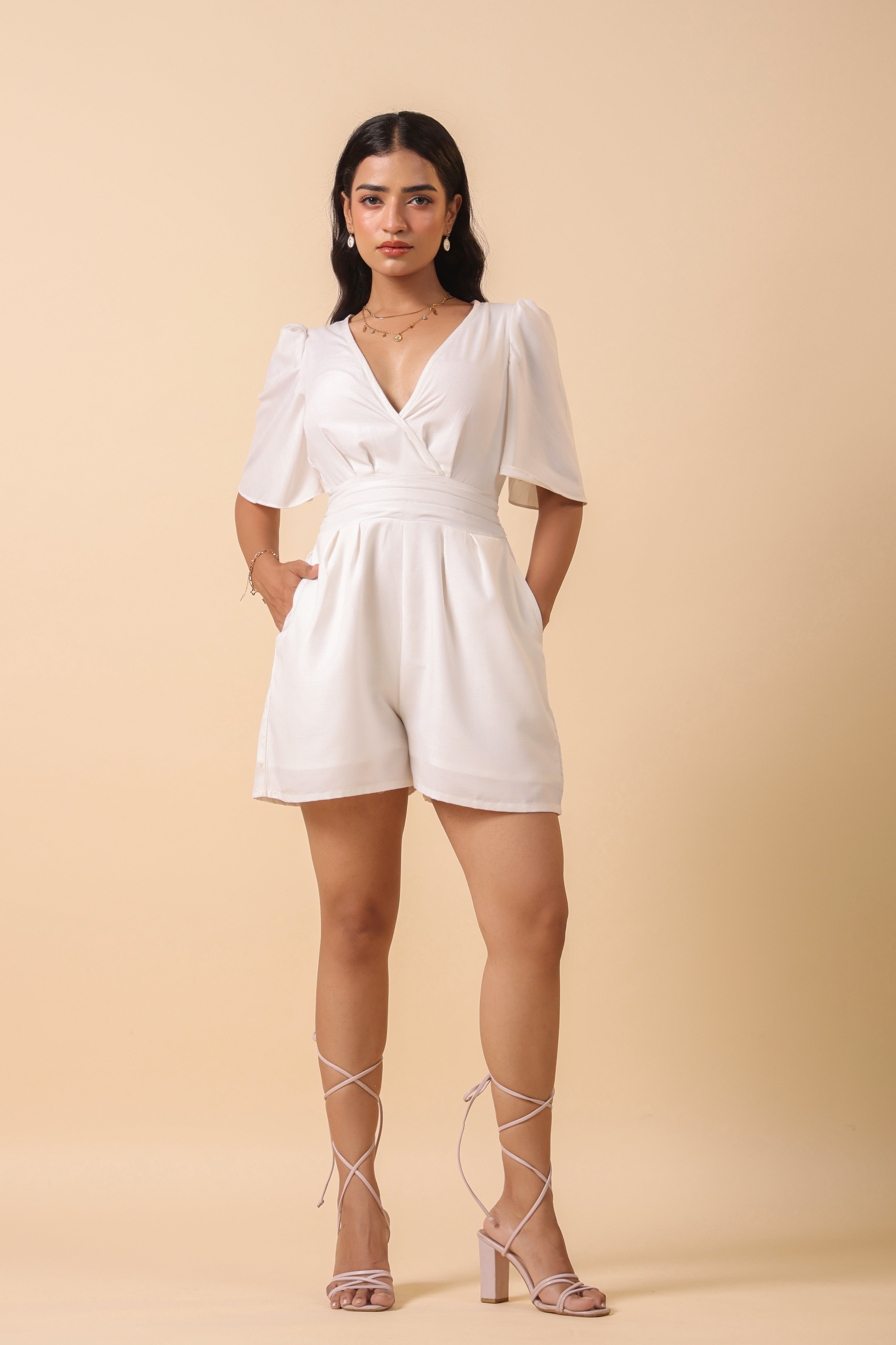 IVORY V-NECK PLAYSUIT