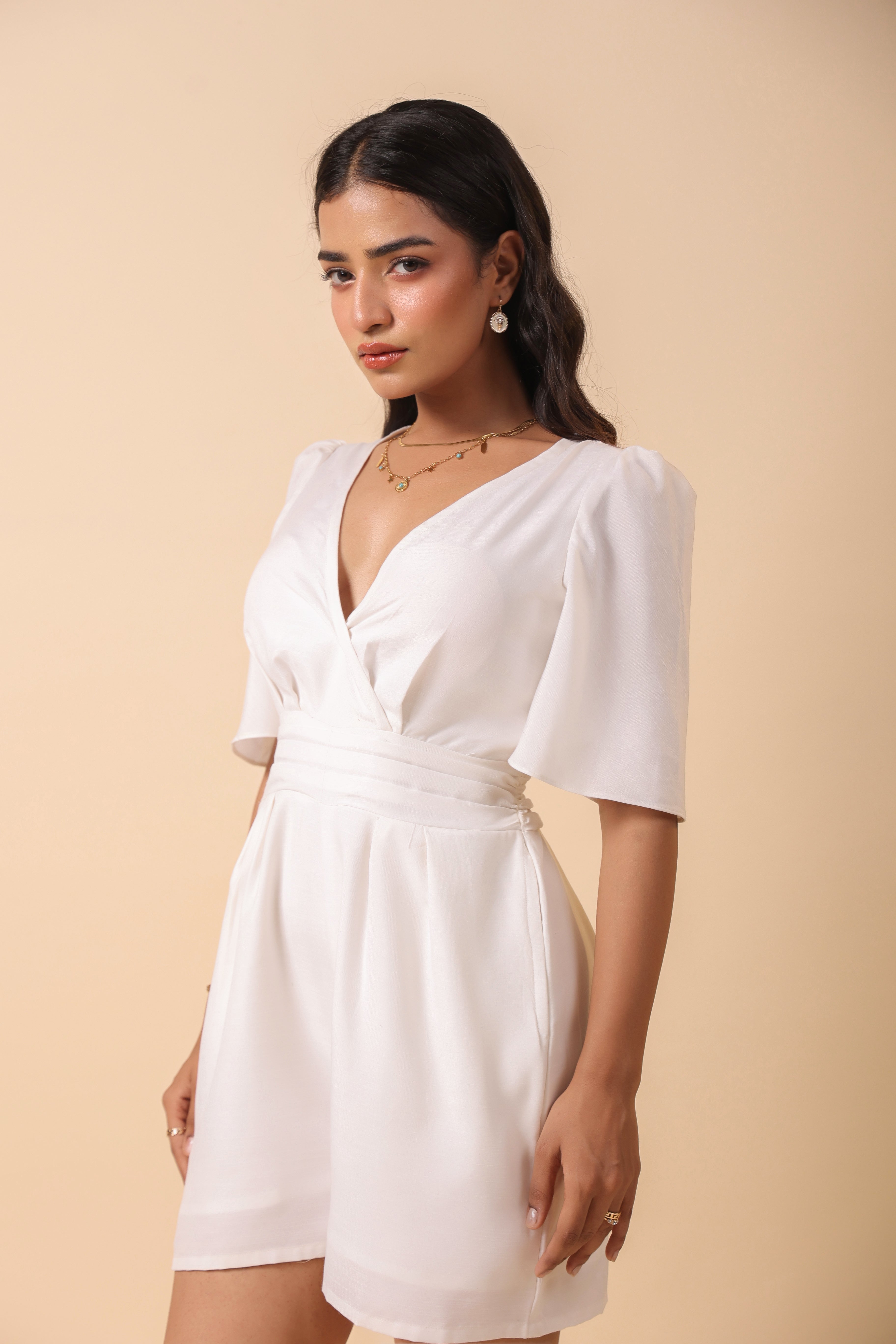 IVORY V-NECK PLAYSUIT