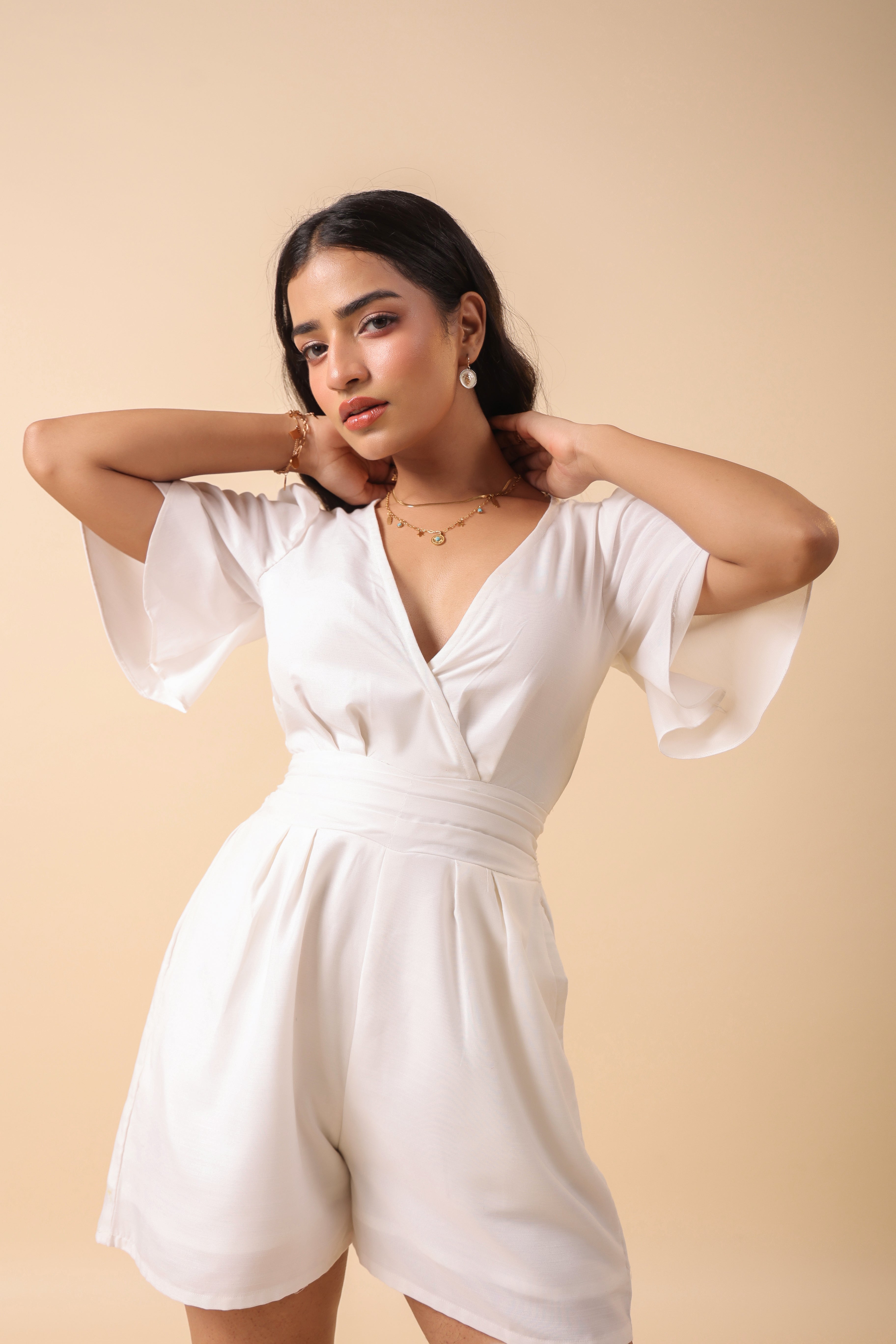 IVORY V-NECK PLAYSUIT