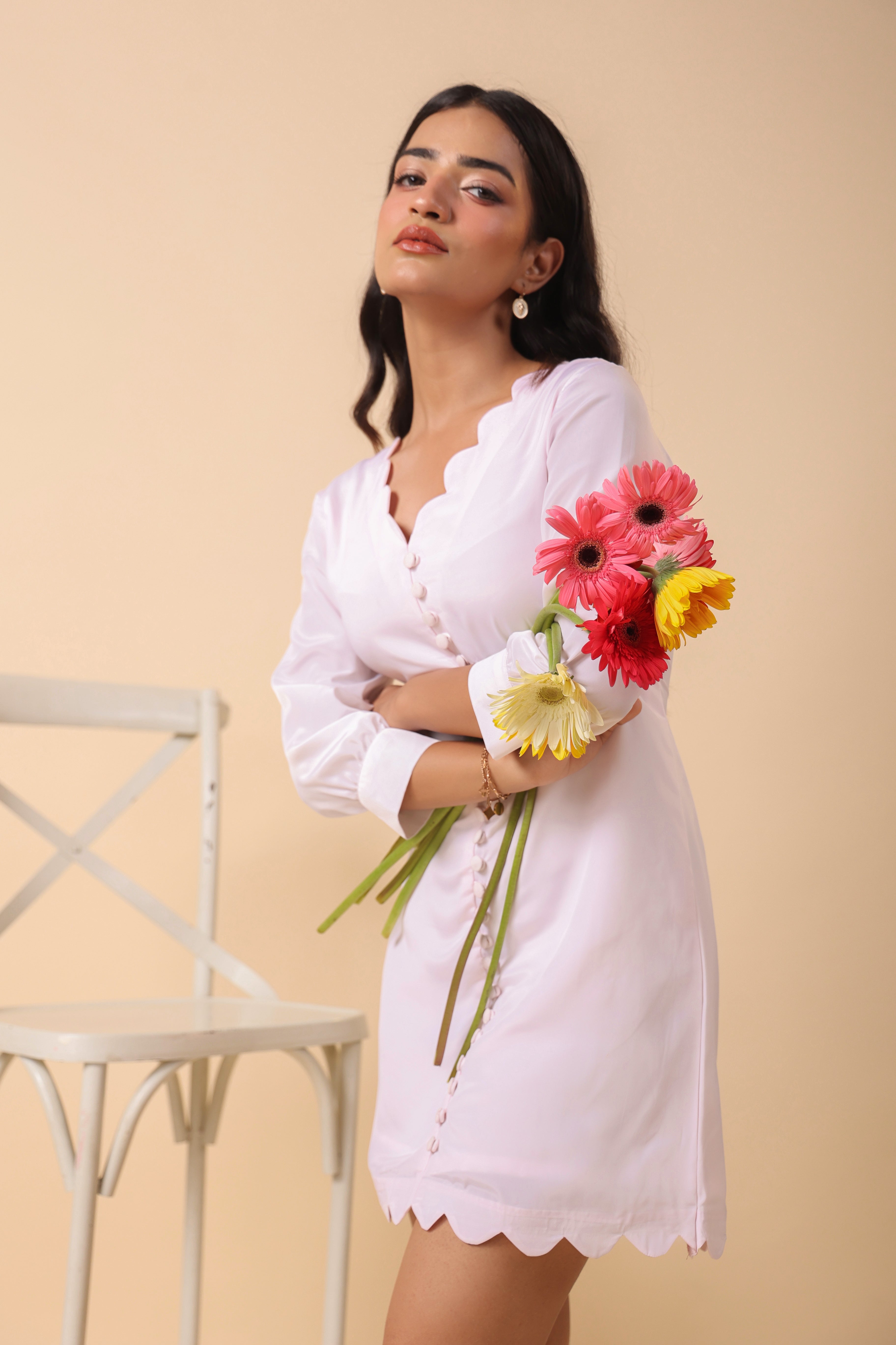 BABY PINK SCALLOP DRESS