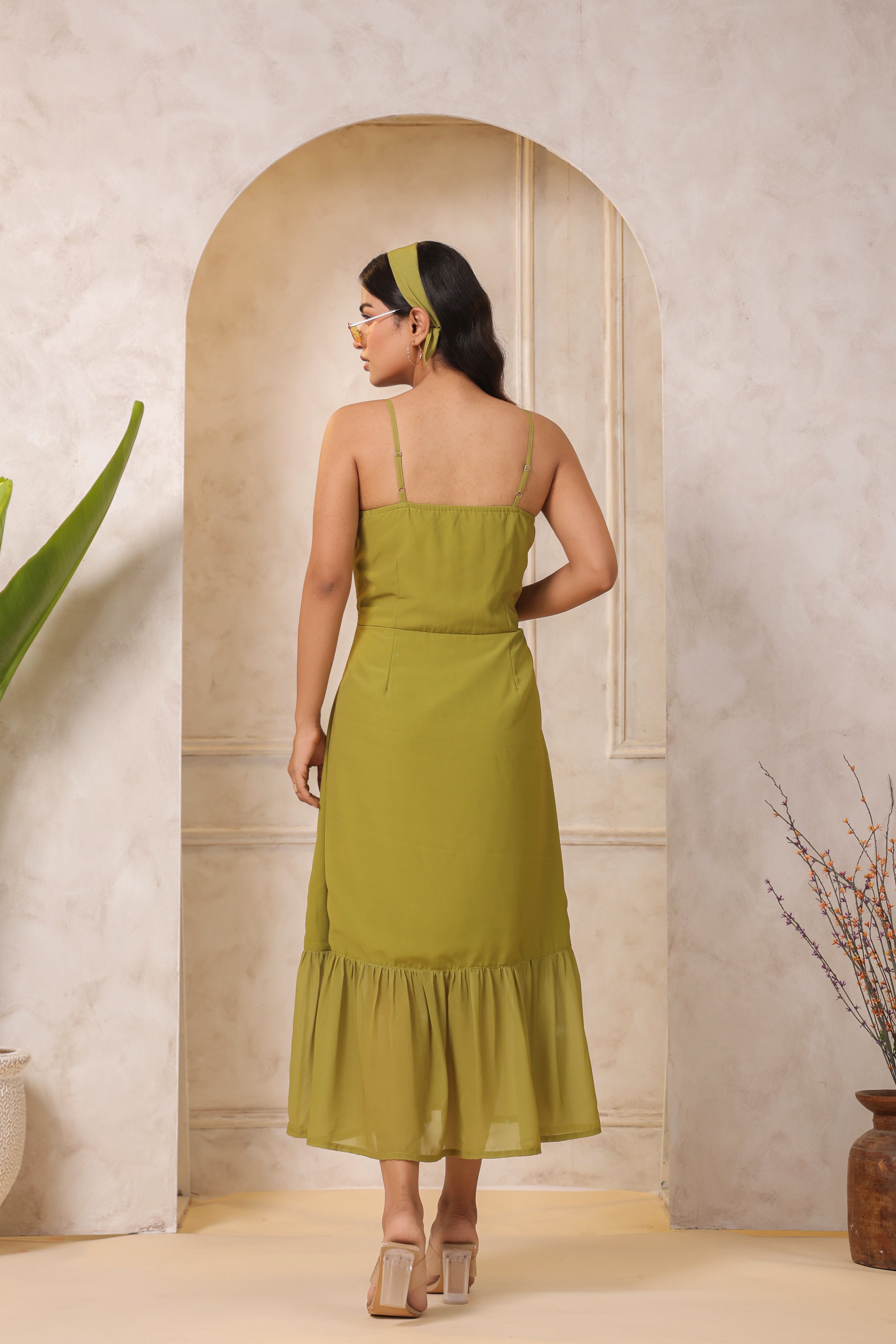 PEAR GREEN A-LINE MAXI DRESS