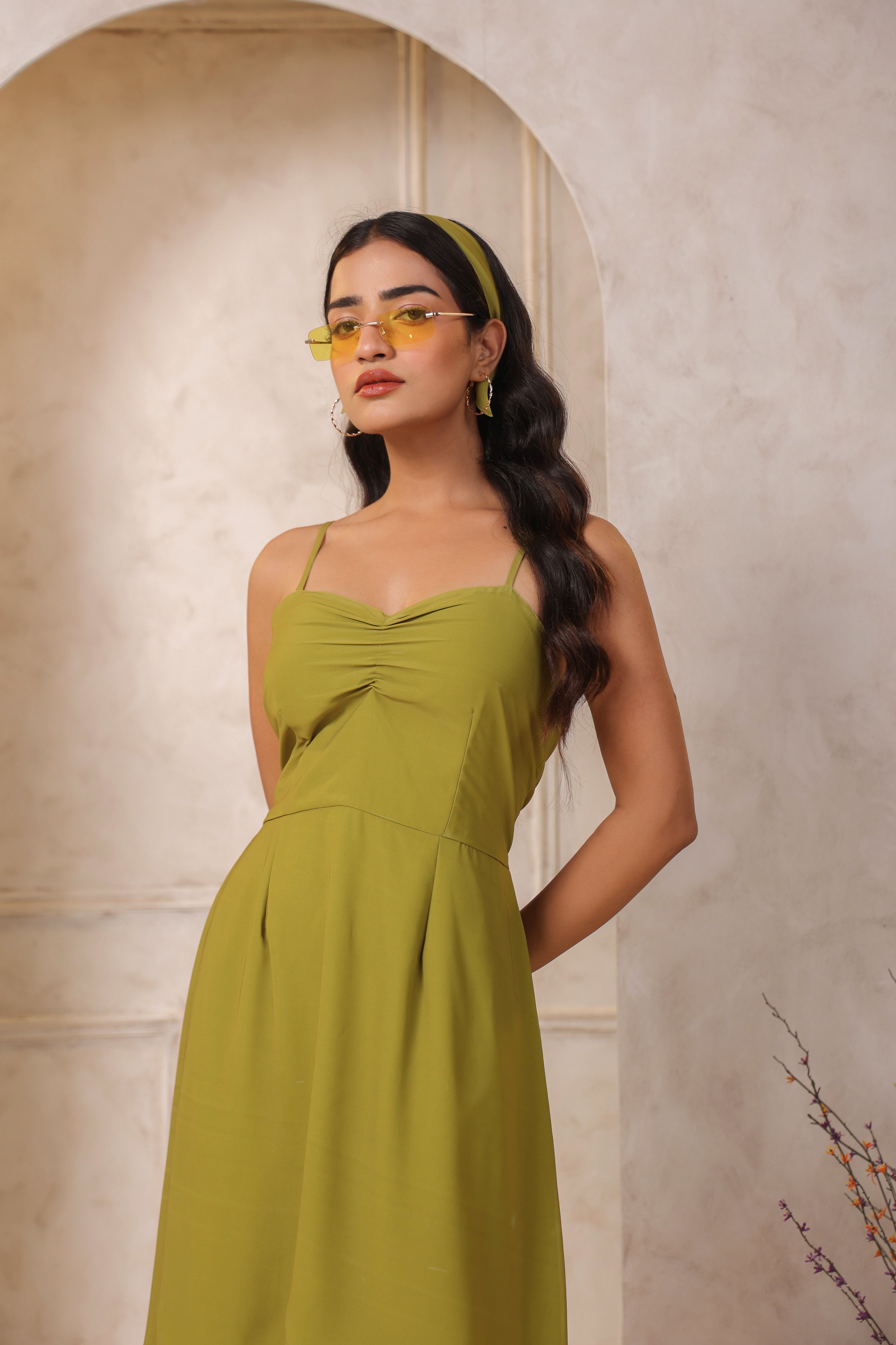 PEAR GREEN A-LINE MAXI DRESS