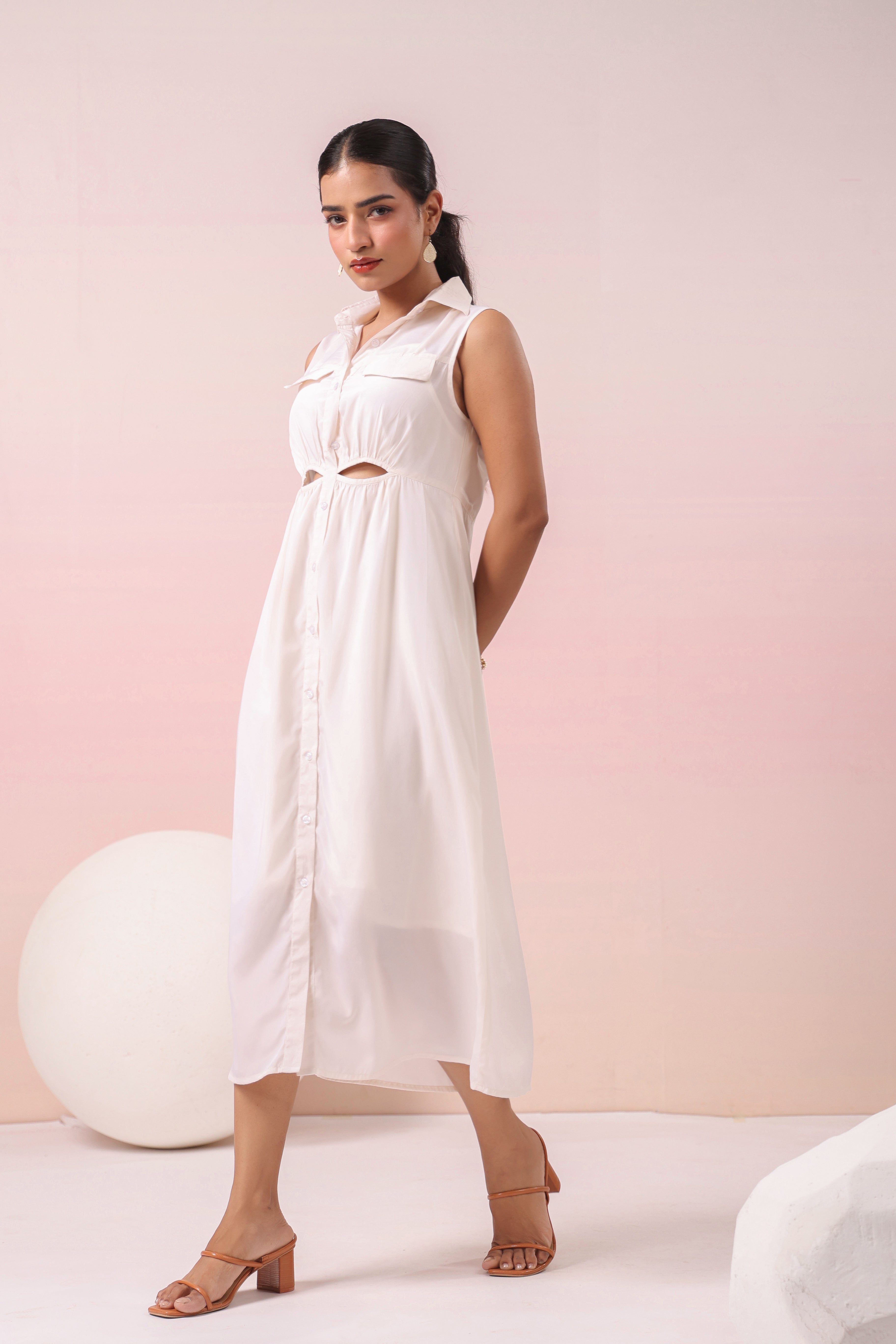 IVORY FRONT POCKET MAXI DRESS