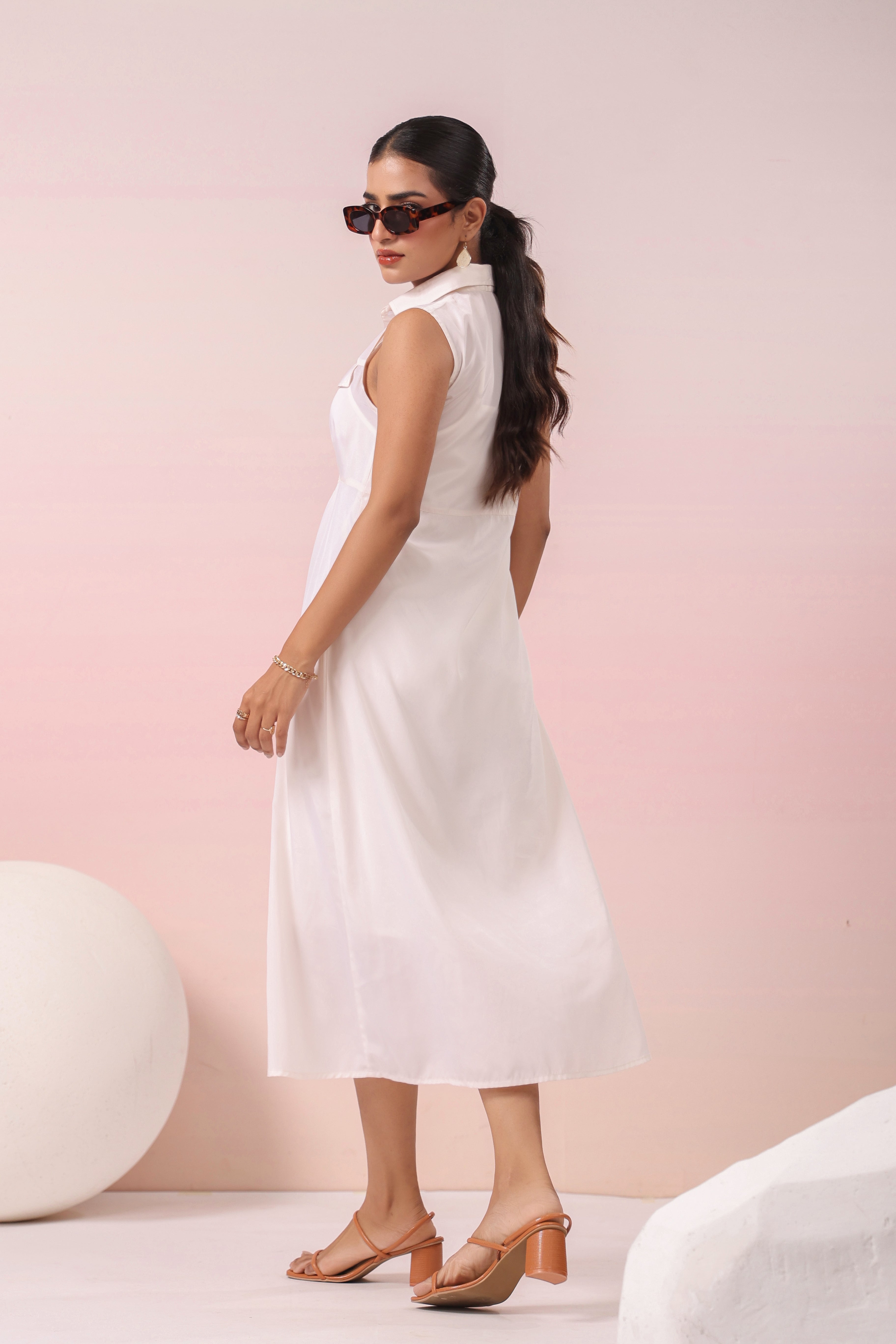 IVORY FRONT POCKET MAXI DRESS