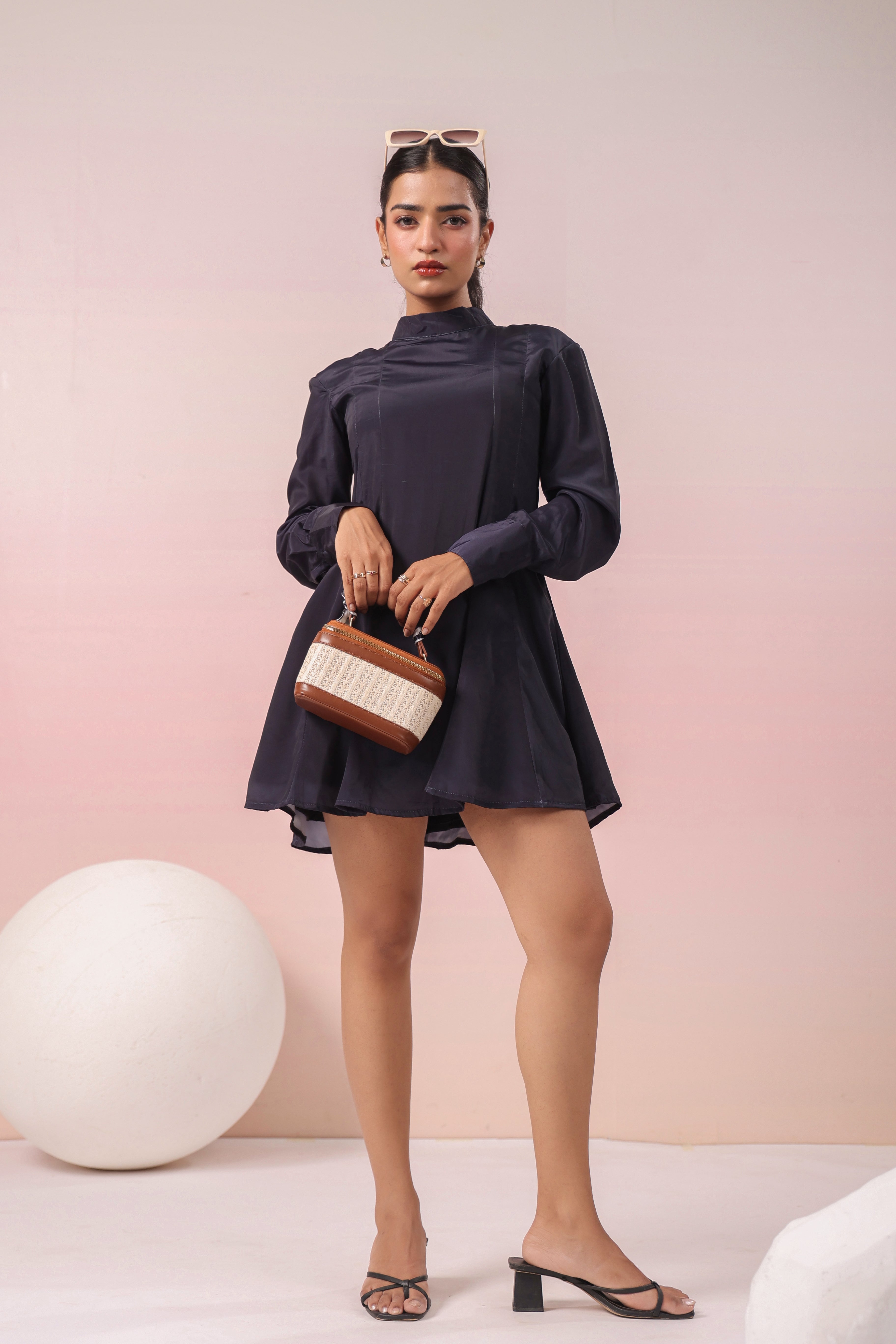 BLACK TURTLE NECK SHORT DRESS