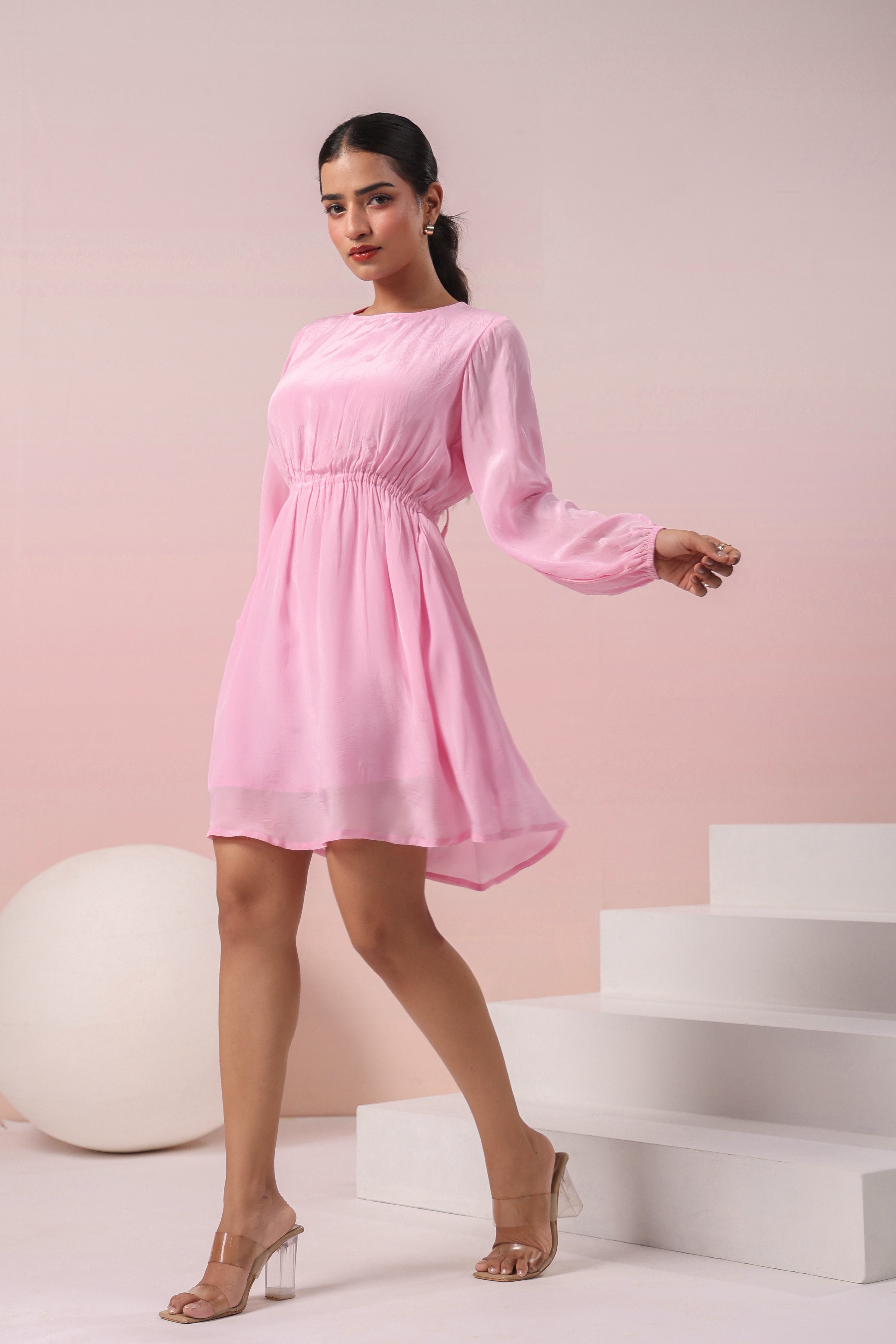 CANDY PINK BACKLESS SHORT DRESS