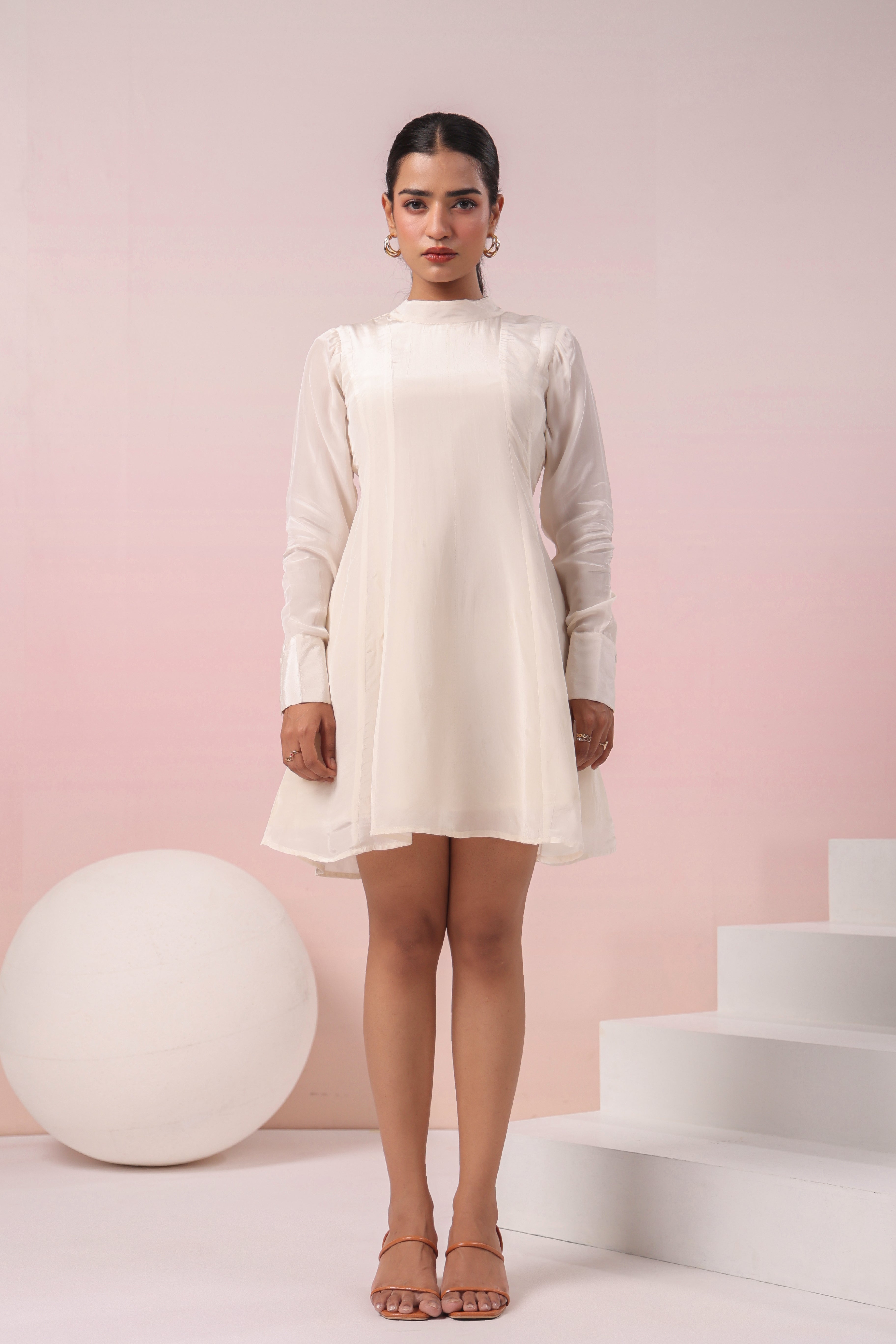 IVORY TURTLE NECK SHORT DRESS